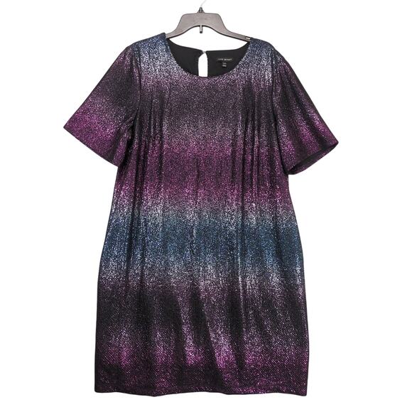 Lane Bryant Perfect Sleeve Purple Ombre Metallic Shift Tee Dress, Women's 18/20 - Picture 2 of 7